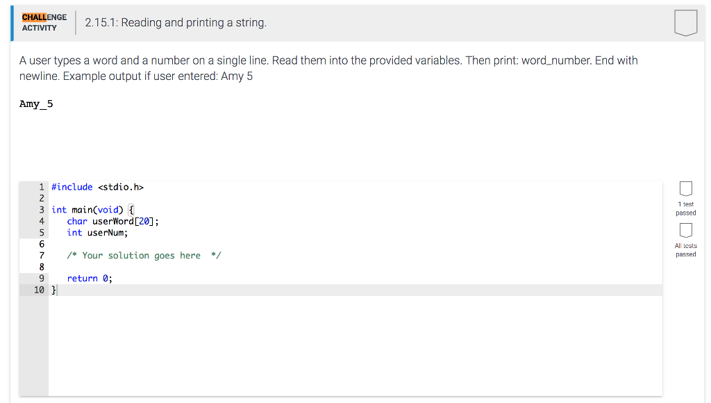 Solved CHALLENGE2 2.14.3: Successive letters Declare a | Chegg.com