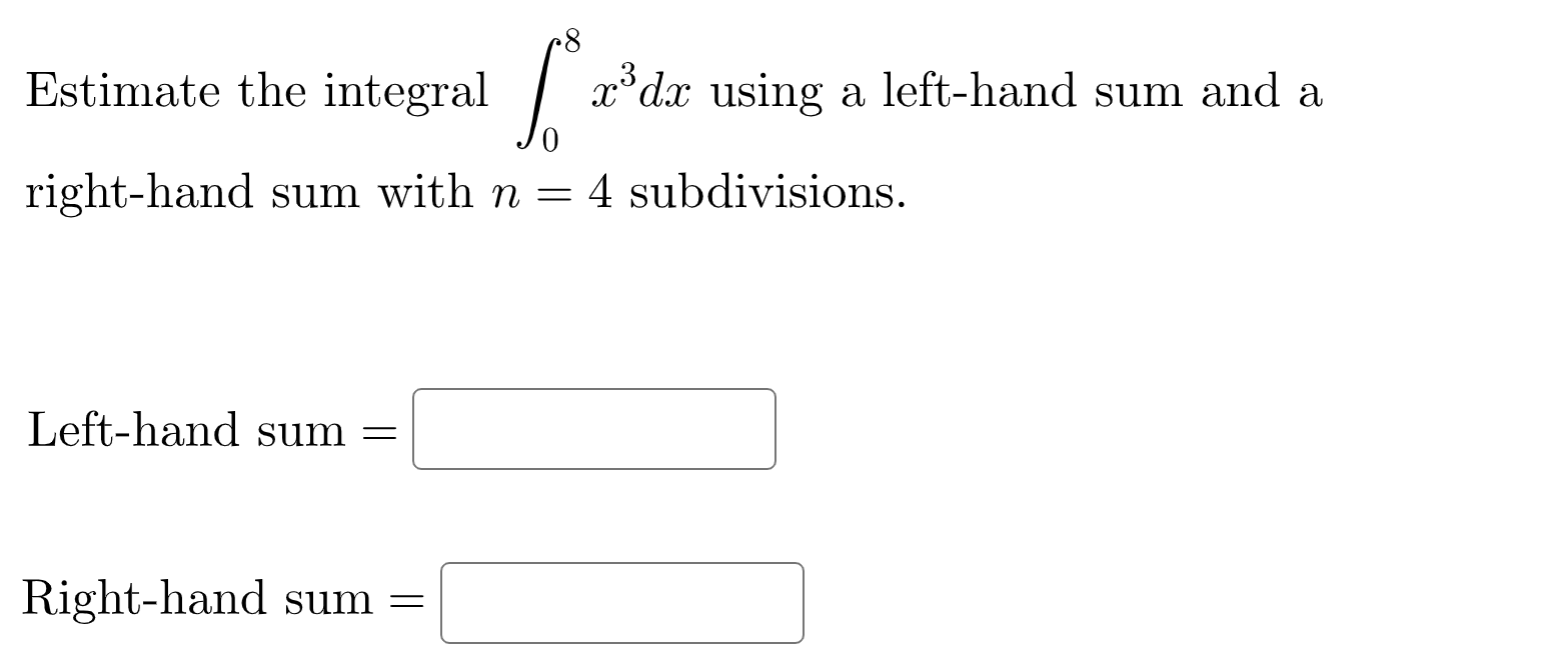 Solved Estimate the integral xºdx using a left-hand sum and | Chegg.com