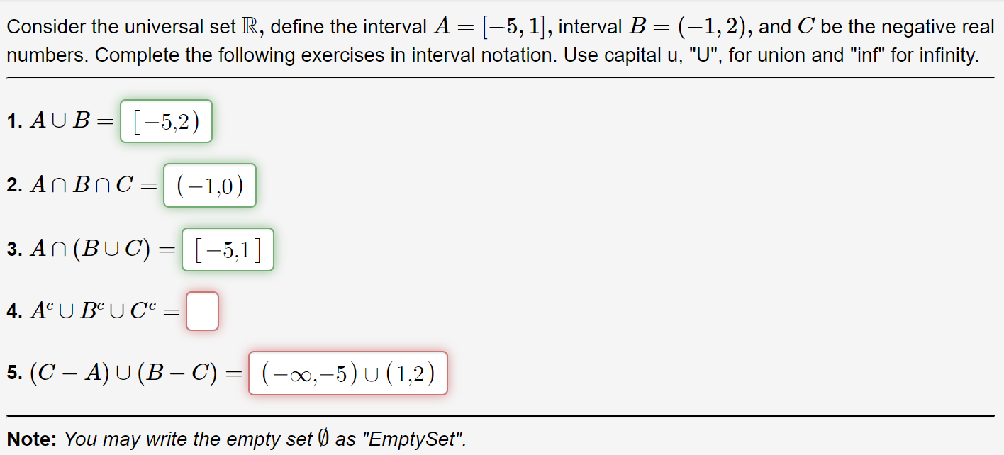 Solved Consider the universal set R, define the interval A =