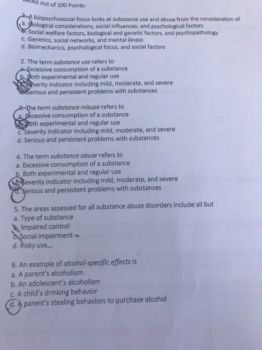 Solved used out of 100 Points: biopsychosocial focus looks | Chegg.com