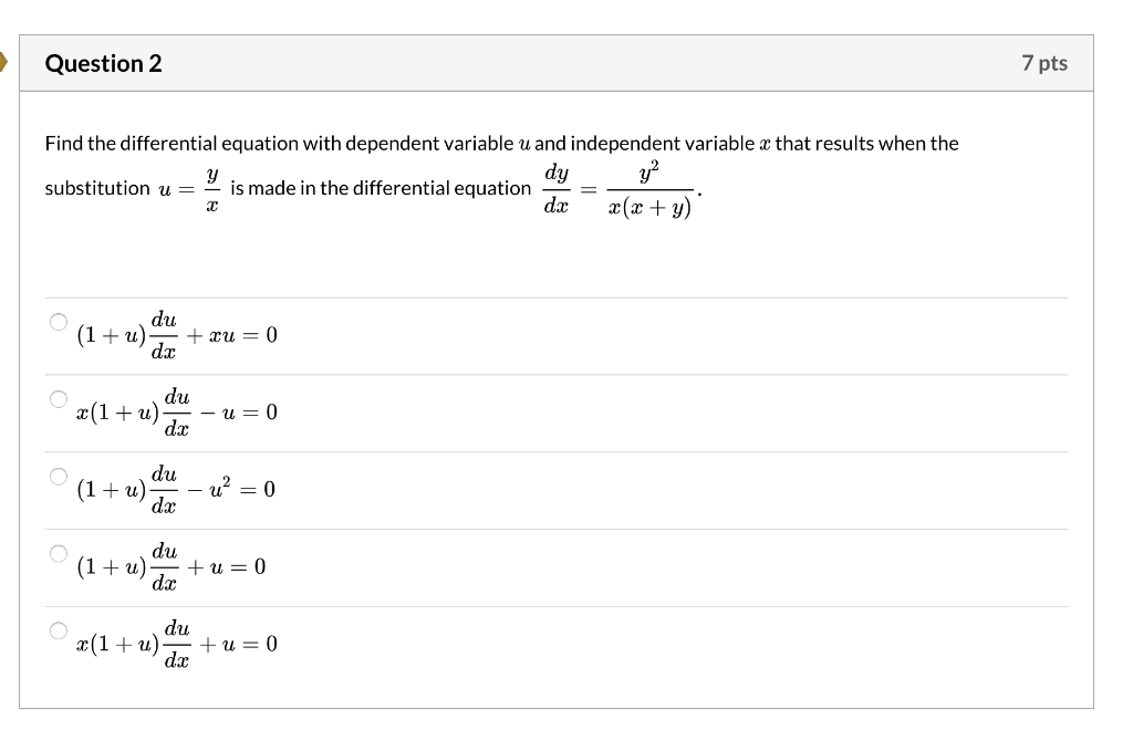 Solved Question 2 7 pts Find the differential equation with | Chegg.com
