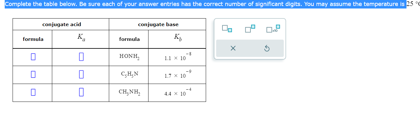 Solved Complete the table below. Be sure each of your answer | Chegg.com