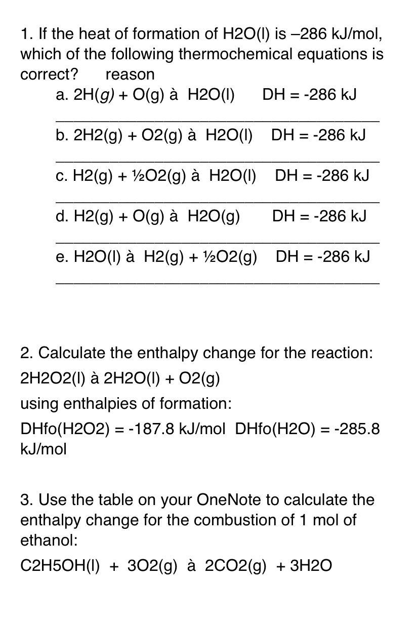 solved-1-if-the-heat-of-formation-of-h2o-l-is-286-kj-chegg
