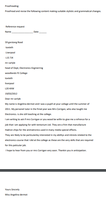 Proofreading: Proofread and revise the following | Chegg.com
