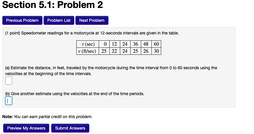 Solved Section 5.1: Problem 2 Previous Problem Problem List | Chegg.com