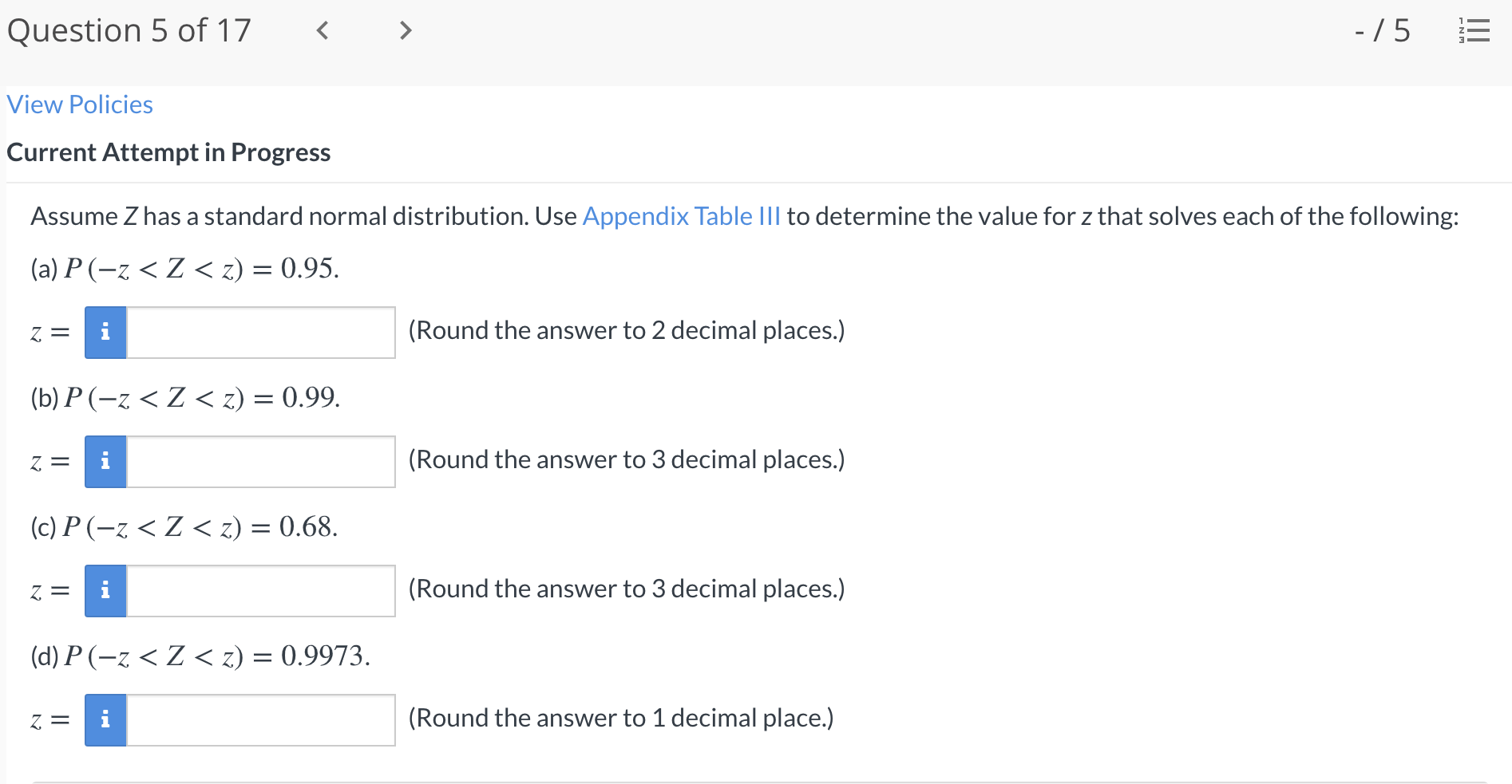 Solved Question 5 Of 17 - / 5 III View Policies Current | Chegg.com