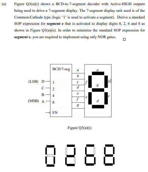 Solved (a) Figure Q3(a)(1) shows a BCD-to-7-segment decoder | Chegg.com