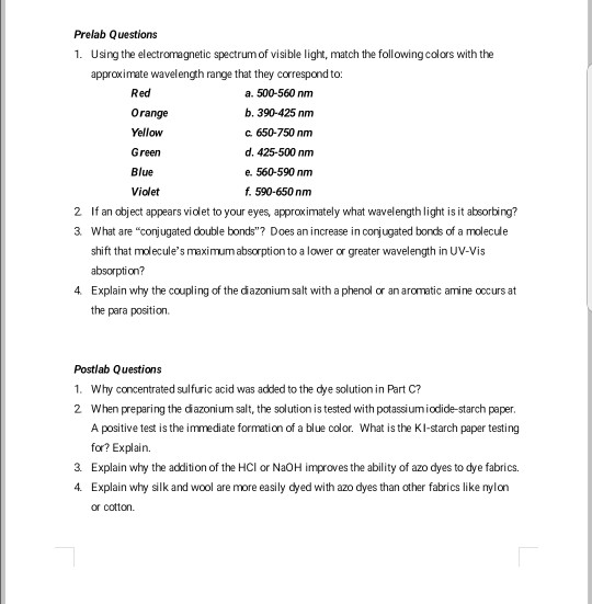 Solved Prelab Questions 1. Using the
