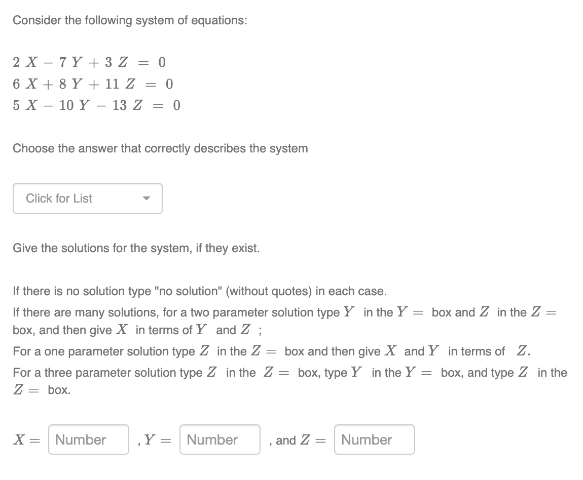 Solved Consider the following system of equations: | Chegg.com