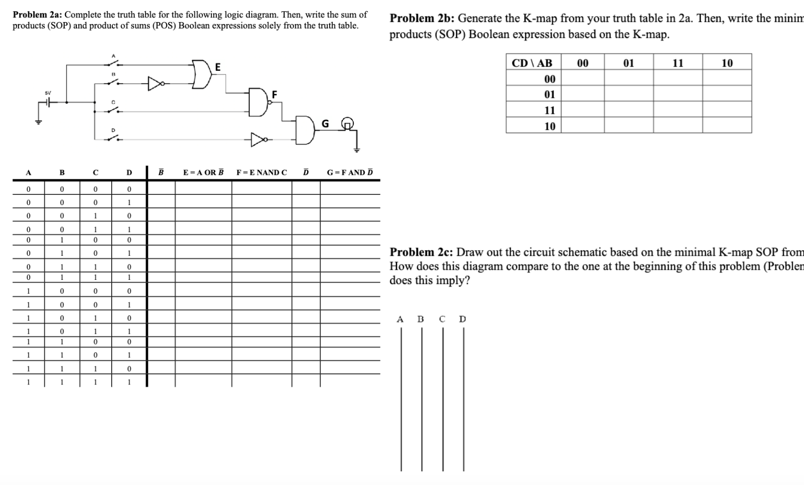 Solved Problem 2a Complete the truth table for the