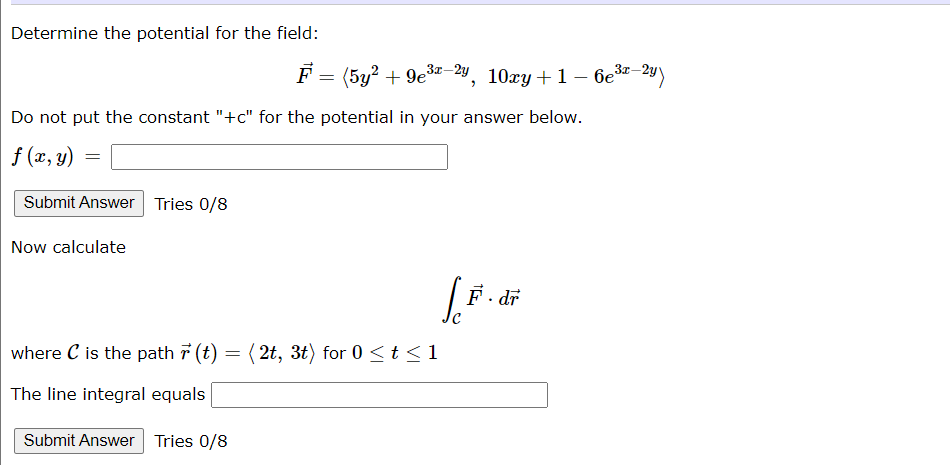 Solved Determine The Potential For The Field: | Chegg.com