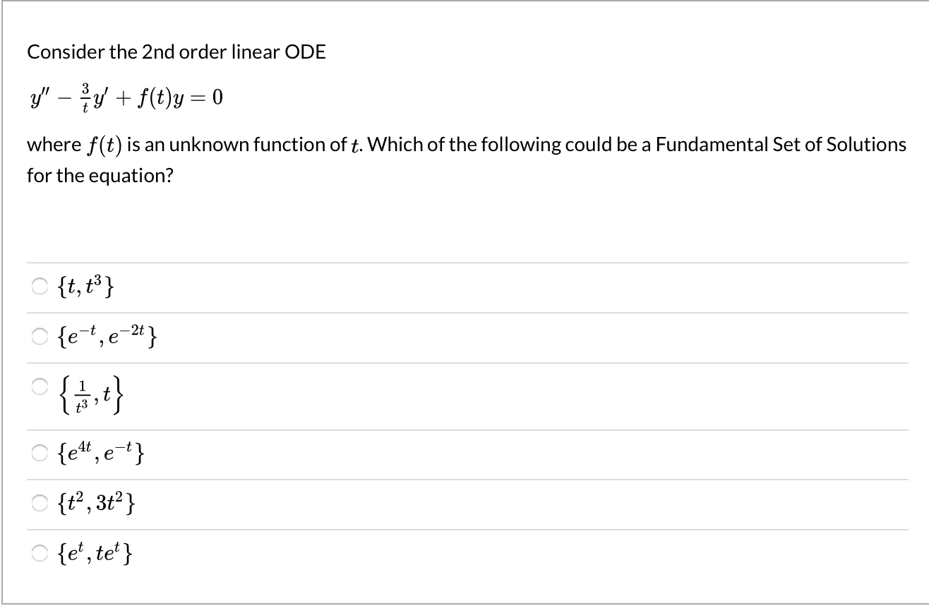 Solved Consider the 2nd order linear ODE y