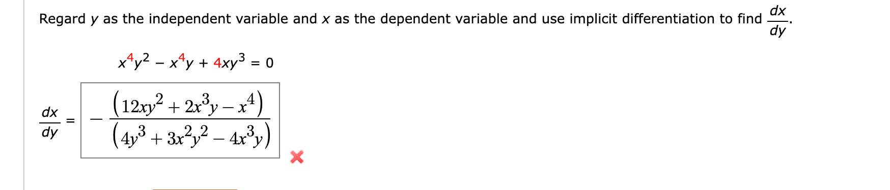 Solved Find Dxdy By Implicit Differentiation