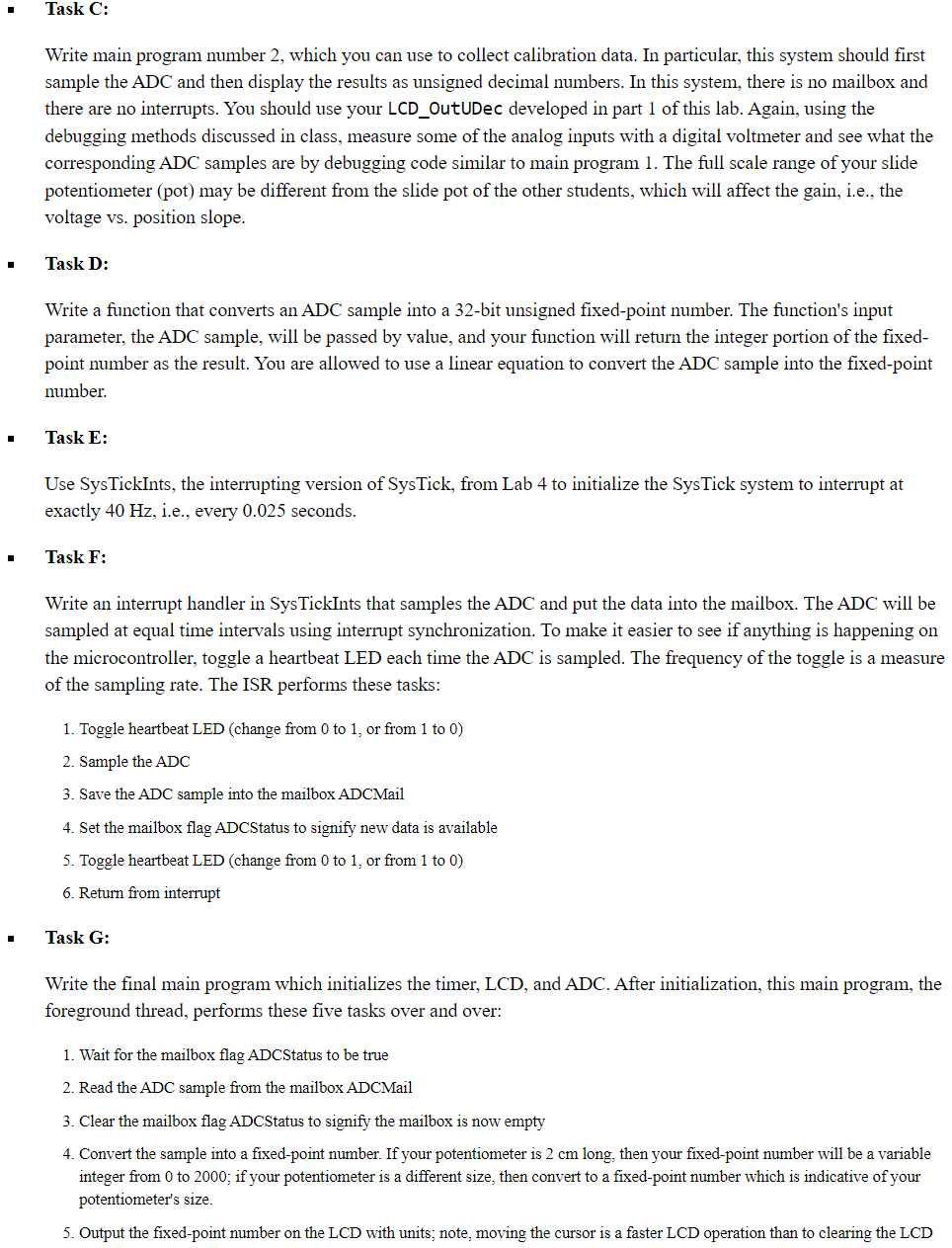 In this part of the lab, you will interface a 16×2 | Chegg.com
