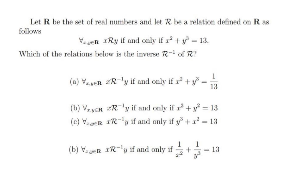 Solved Let R be the set of real numbers and let R be a | Chegg.com