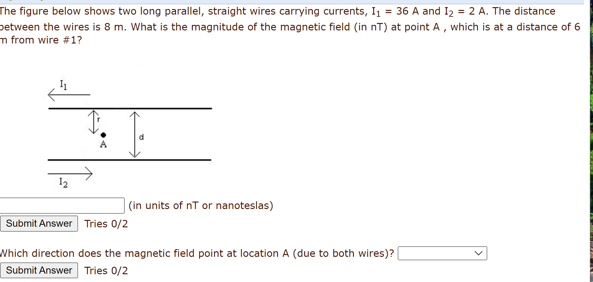 Solved The figure below shows two long parallel, straight | Chegg.com