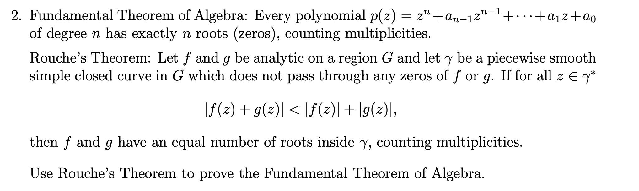 Solved Fundamental Theorem of Algebra Every polynomial
