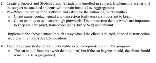 Solved 2. Create a Subject and Student class. A student is | Chegg.com