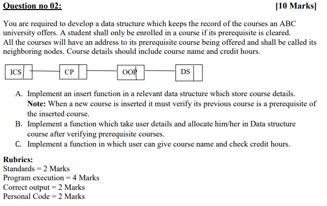 Solved Question no 02: [10 Marks You are required to develop | Chegg.com