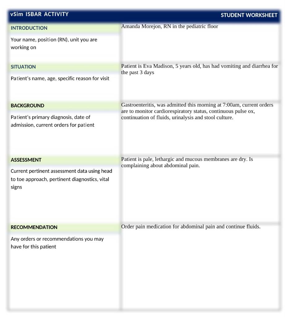 Solved Create a DAR note Data, Action and Response note