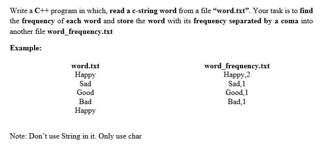 Solved Write a CH program in which, read a c-string word | Chegg.com