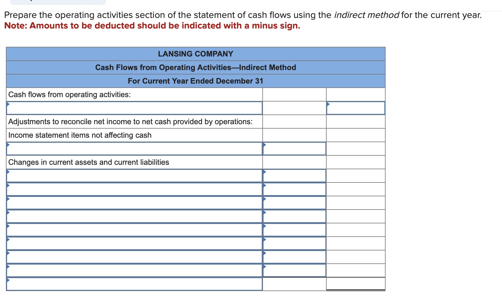 Lansing Company's current-year income statement and | Chegg.com