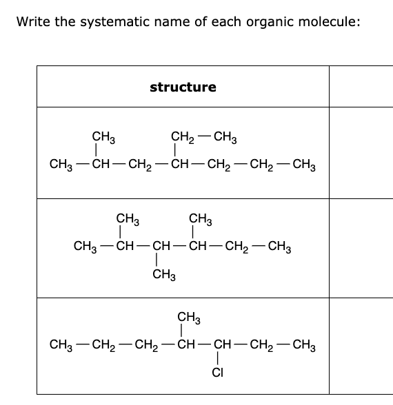 Solved WWrite the systematic name of each organic | Chegg.com