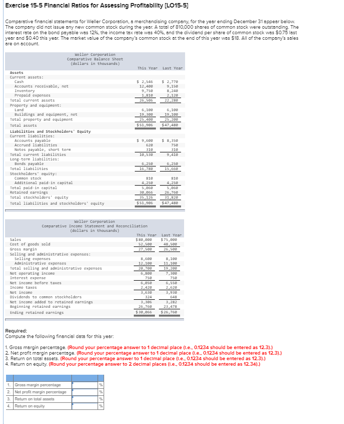 Solved Exercise 15-5 Financial Ratios For Assessing | Chegg.com