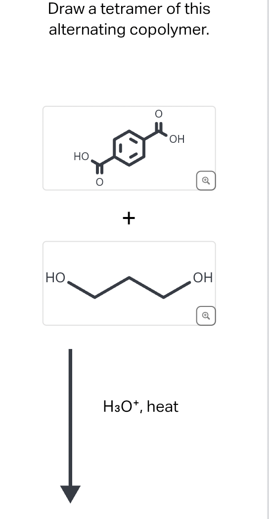 Solved Draw a tetramer of this alternating copolymer. Q +