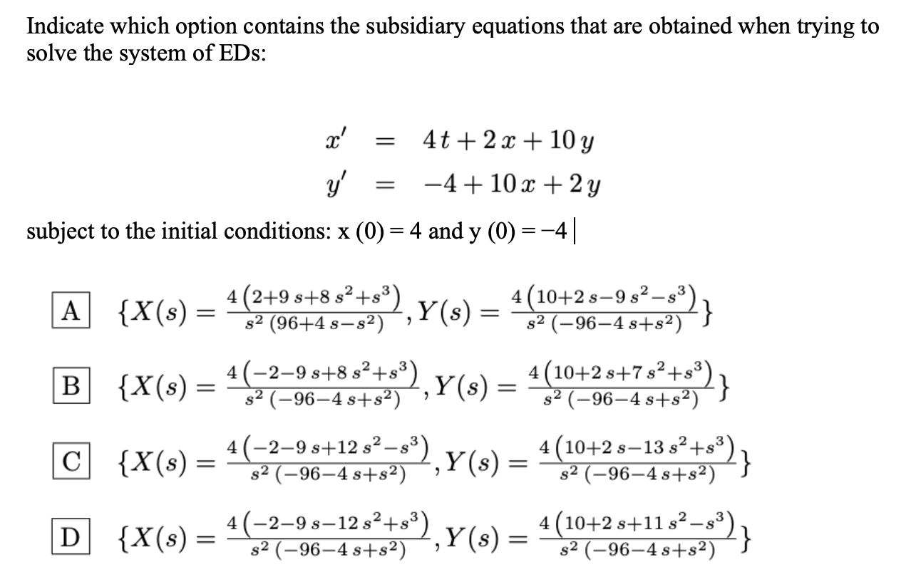 Solved Indicate which option contains the subsidiary | Chegg.com