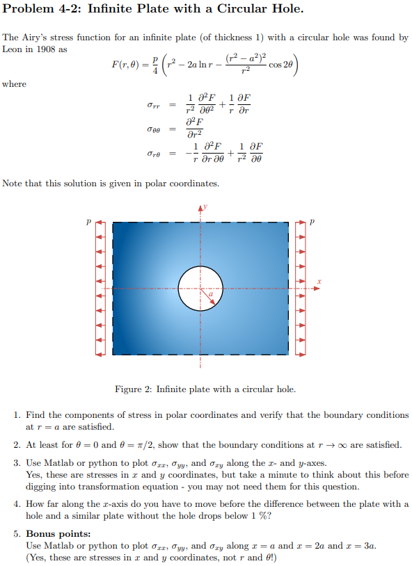 Problem 4-2: Infinite Plate with a Circular Hole. The | Chegg.com