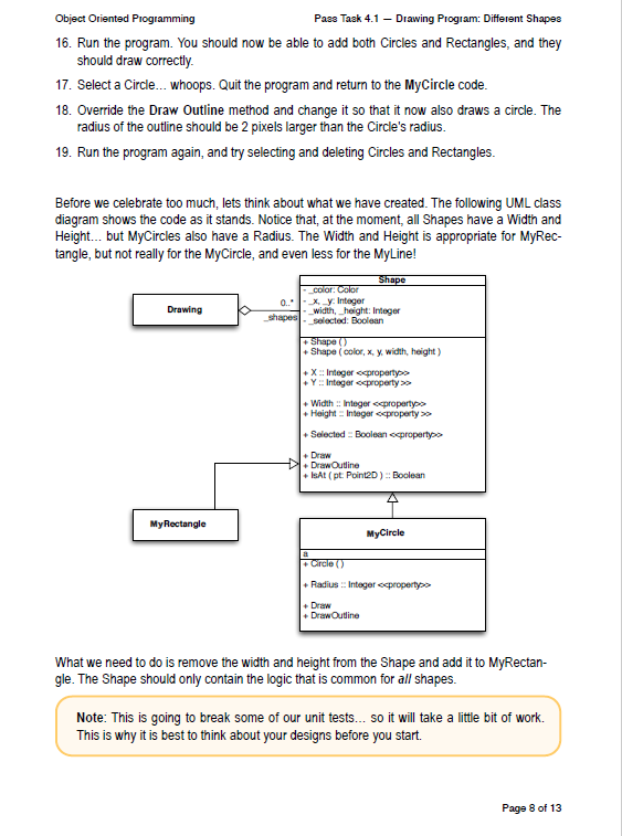 Object Oriented Programming Pass Task 4.1 – Drawing | Chegg.com