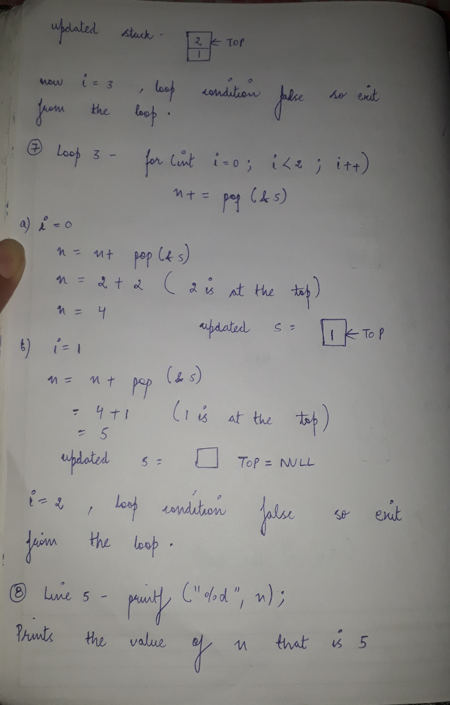 updated stuck - 2K TOP now i = 3 condition loop loop so exit the Julie from Loop 3 - for cunt iro; ike; itt) nt = pop (As) n