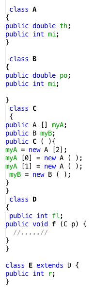 Solved class A { public double th; public int mi; } class B | Chegg.com