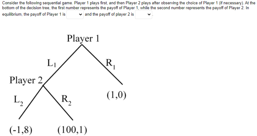 Solved Consider the following sequential game. Player 1 | Chegg.com