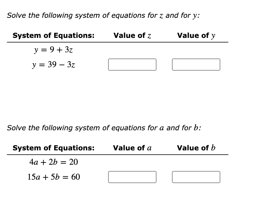 Solved Solve The Following System Of Equations For Z And For | Chegg.com