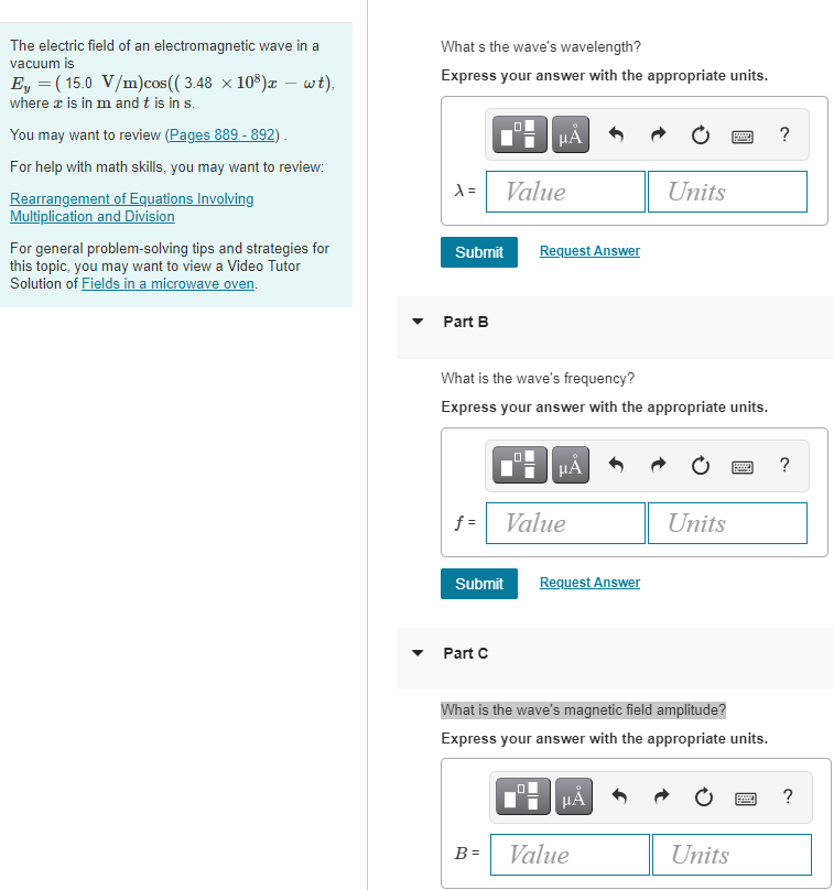 Solved The electric field of an electromagnetic wave in a | Chegg.com
