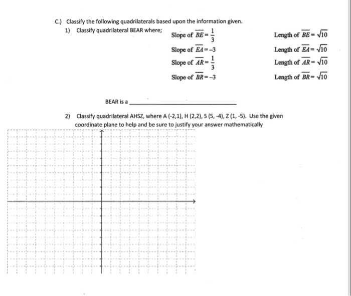 Solved C.) Classify the following quadrilaterals based upon | Chegg.com