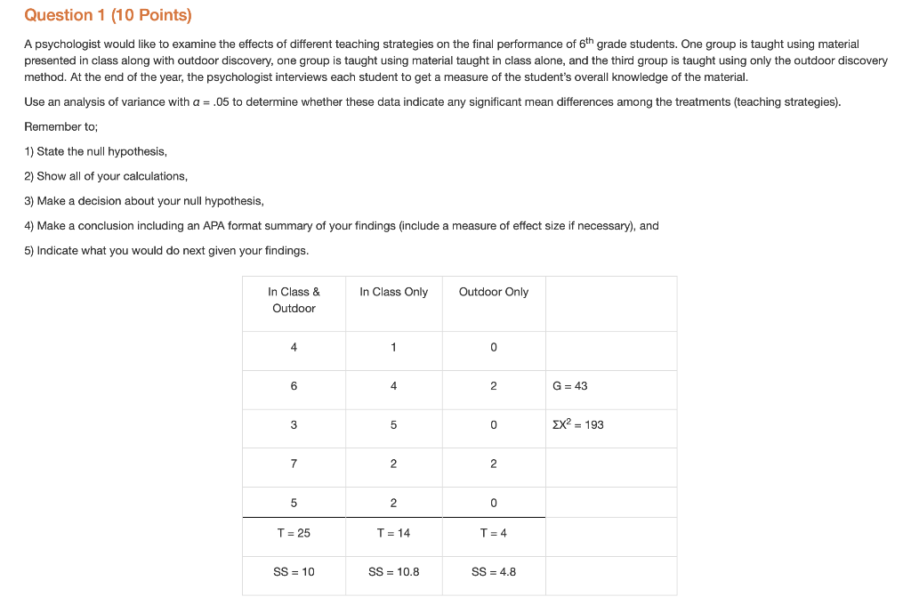 Solved Question Points A Psychologist Would Like To Chegg Com