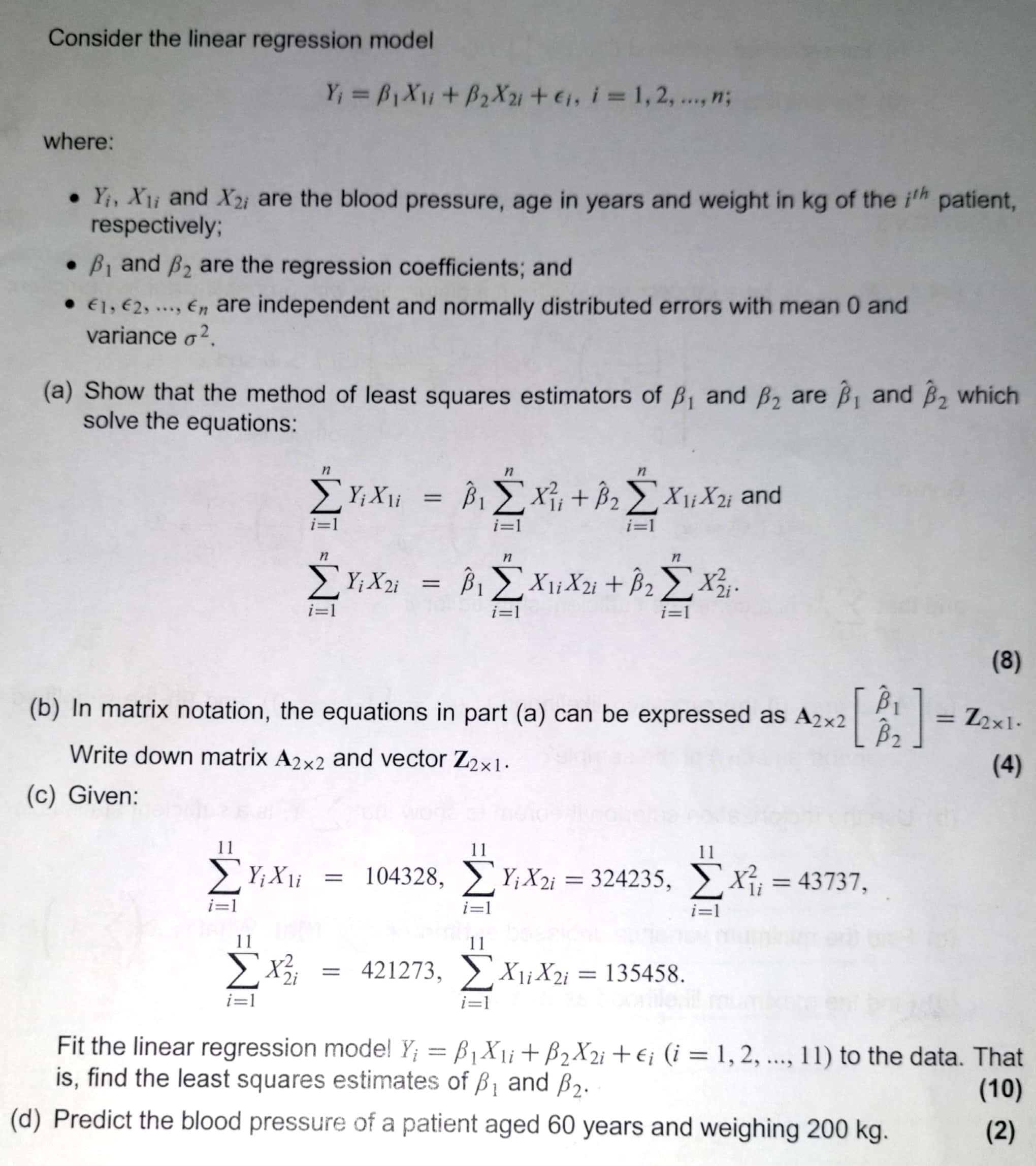 Solved Consider The Linear Regression Model | Chegg.com