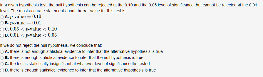 Solved In a given hypothesis test, the null hypothesis can | Chegg.com