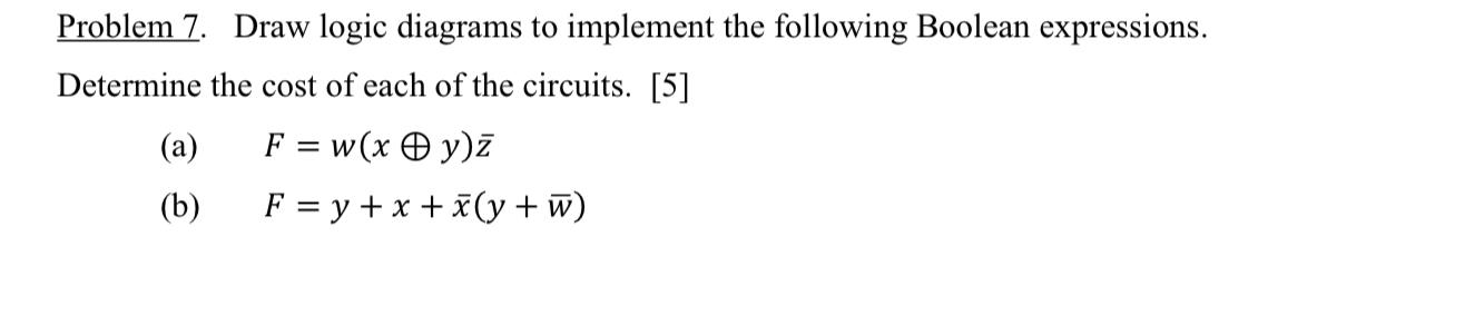 Solved Problem 7. Draw Logic Diagrams To Implement The | Chegg.com