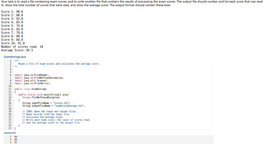 Solved Your task is to read a file containing exam scores,