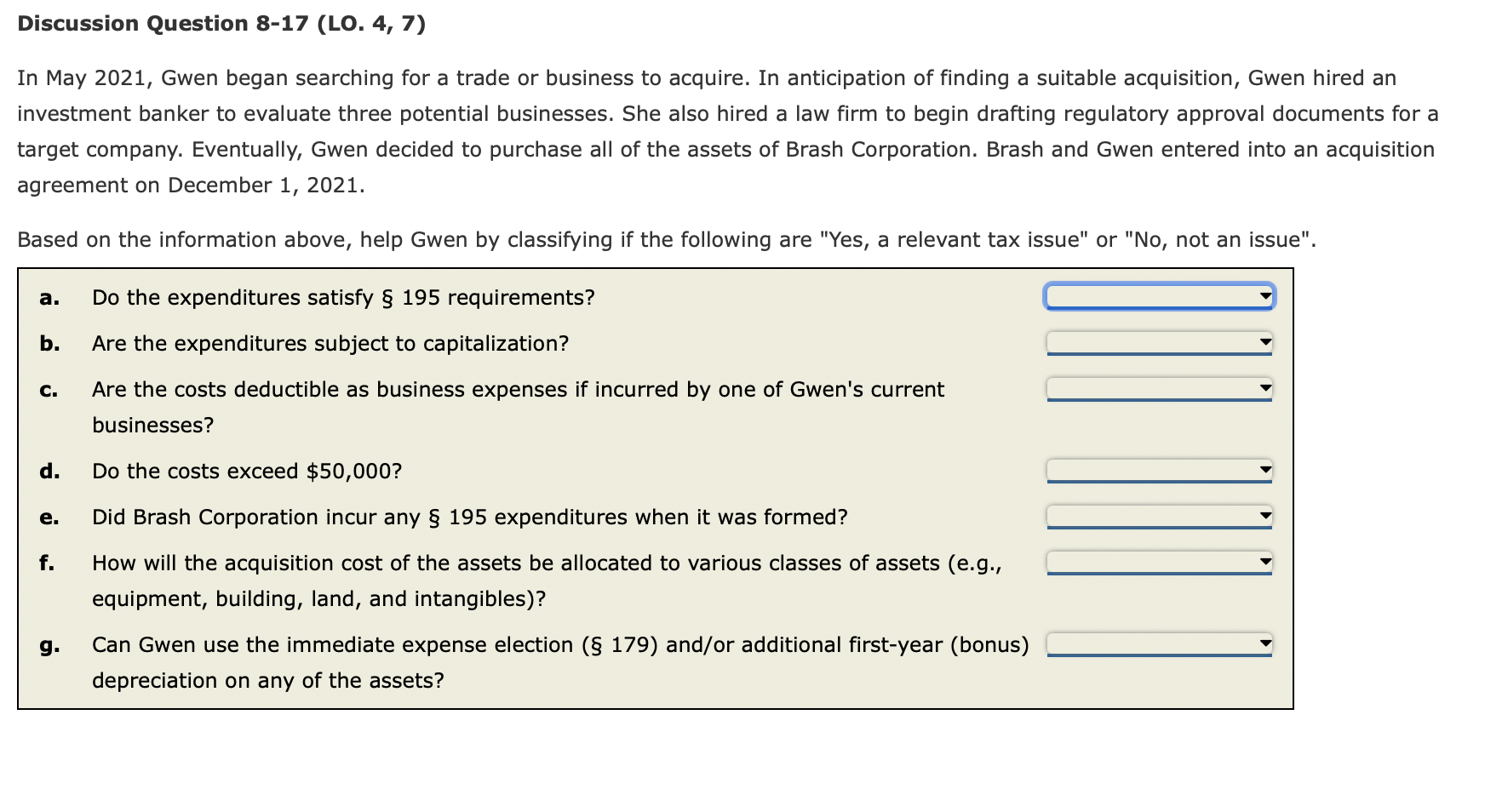 Solved Discussion Question 8-17 (LO. 4, 7) In May 2021, Gwen | Chegg.com