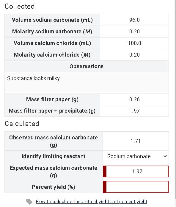 Solved How to calculate theoretical yield and percent yield Chegg com