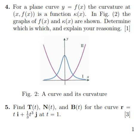 Solved 4. For a plane curve y = f(x) the curvature at (x, | Chegg.com