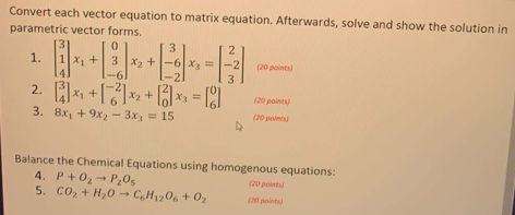 Solved Convert each vector equation to matrix equation. | Chegg.com