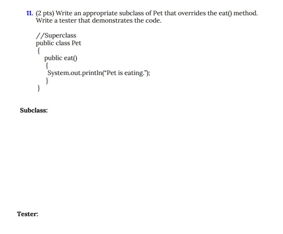 Concept: Java API/Inheritance (3 pts). A snapshot of | Chegg.com