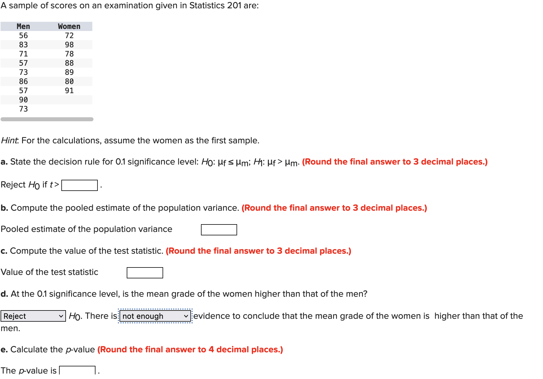 Solved A sample of scores on an examination given in | Chegg.com