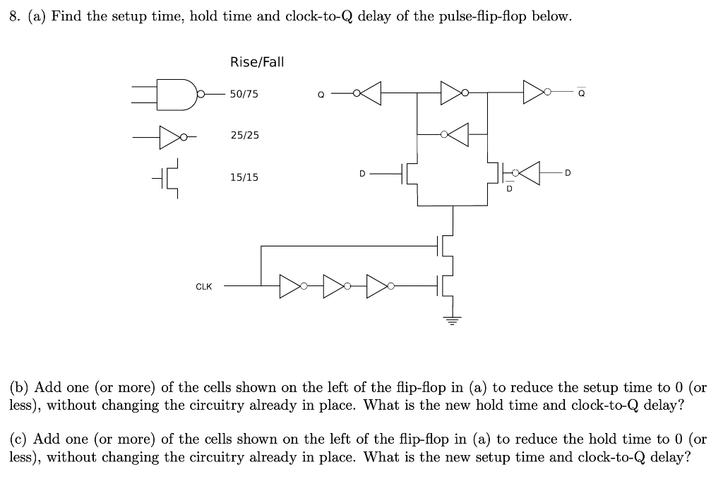 8. (a) Find the setup time, hold time and clocktoQ